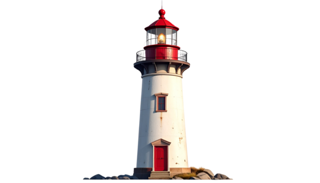Lighthouse PNG, Transparent Background, Coastal Tower, Beacon of Light PNG, Ocean Navigation Building, Seaside Lighthouse Illustration, Marine Safety Tower, Island Lighthouse Clipart - Powered by Adobe