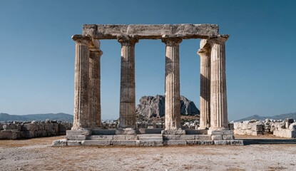 Ancient Greek temple ruins under a clear sky