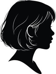 Silhouette of male head in profile, black vector portrait, minimalist face outline, short hair, artistic design, modern style, stock illustration