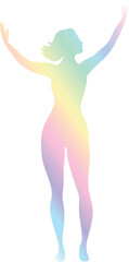 Holographic Woman with Arms Raised