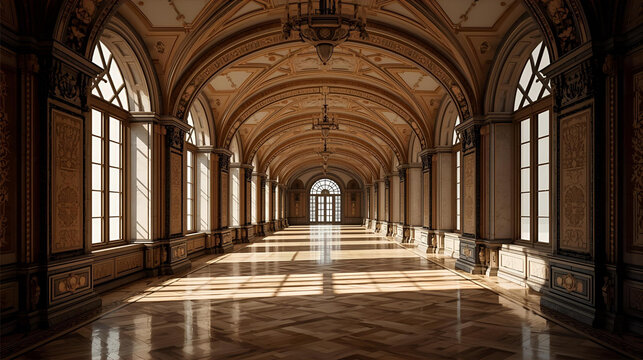 Astonishing 3D Realistic Hall with Futuristic Lighting and Depth Corridor