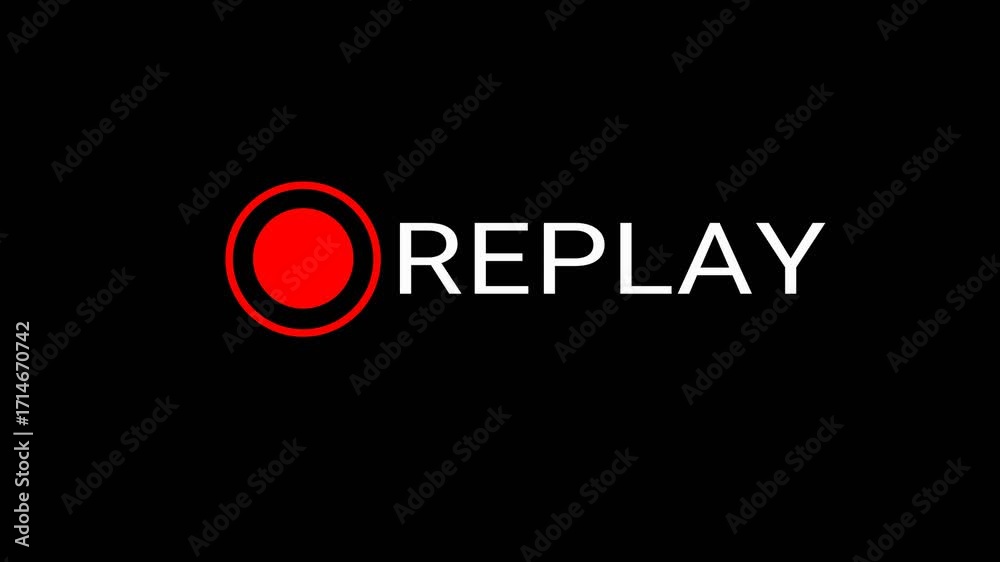 Wall mural replay sign icon a vibrant animated replay button glows for a live stream video player interface to 
