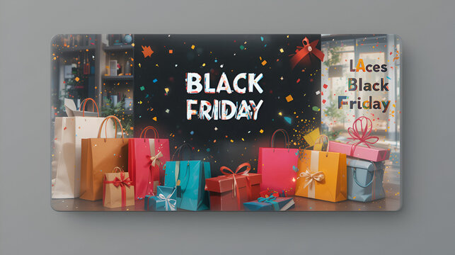 Gift voucher or gift card templates with a design of shopping bags and gift boxes. Can be utilized as regular or e-gift card. Suitable for black friday, seasonal or any other kind of sales promotion