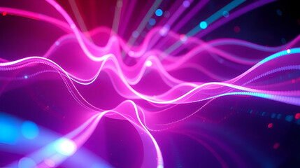 Abstract electronic waveforms pulsing in 4K, shimmering with vibrant colors, creating mesmerizing visual experience. dynamic movement evokes sense of energy and rhythm