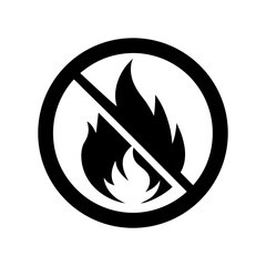 No fire prohibition sign vector icon silhouette for forest safety and prevention use