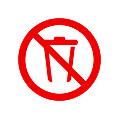No littering prohibition sign simple vector design with white background for cleanliness