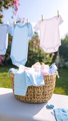 Baby clothes drying outdoors