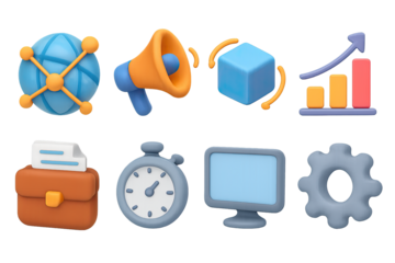 Modern 3d icons for digital marketing and communication concepts