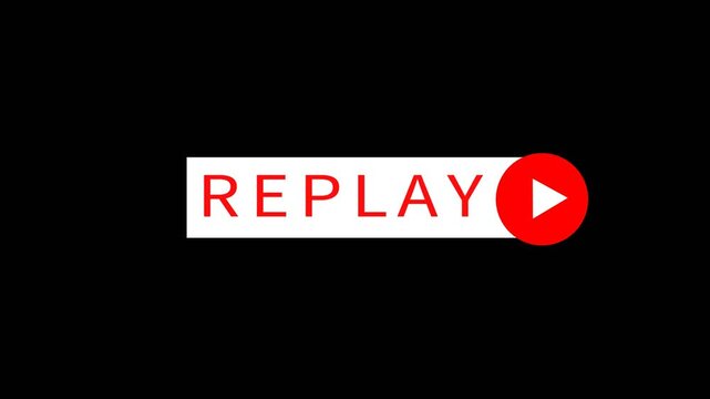 Replay sign icon Text animation Neon Action replay animation on cyan color. replay text animation in black background. Replay Animation video for Live Streamers,
