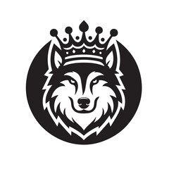 vector logo of a wolf wearing a crown