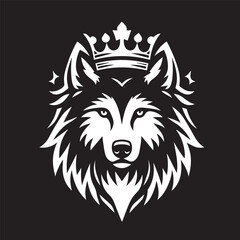 vector logo of a wolf wearing a crown