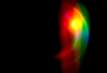 Abstract colorful background with bright circular light pattern and glowing blue fractal energy