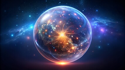 Obraz premium Glowing Cosmic Sphere with Nebula and Stars space galaxy.