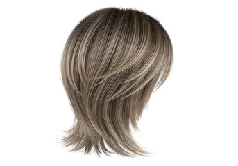 Fototapeta premium A detailed close-up view of a stylized, short, layered hairstyle with a light blonde and gray color palette.
