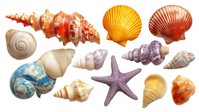 Colorful Collection of Seashells and Starfish