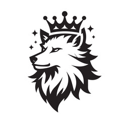 vector logo of a wolf wearing a crown