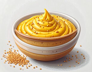 Detailed illustration of mustard in a bowl