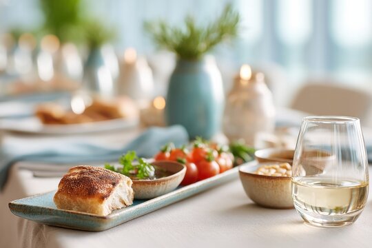Elegant arak and meze setup on a table showcasing traditional flavors and beautiful arrangements