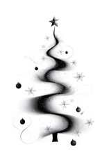 Abstract christmas tree with colorful ornaments and swirling branches