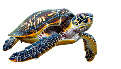 Fototapeta premium Turtle PNG, Transparent Background, Sea Turtle, Ocean Animal, Aquatic Creature, Green Turtle, Marine Life, Swimming Turtle Illustration, Underwater Wildlife