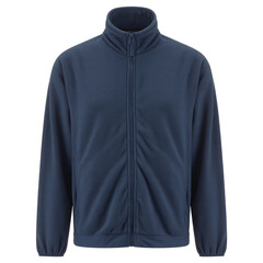 Navy blue half zip fleece jacket with pockets(Transparent Background PNG)