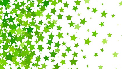 A vibrant pattern of many small, varying shades of green stars on a white background.