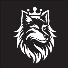 Fototapeta premium vector logo of a wolf wearing a crown