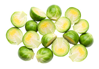 Fresh Brussels sprouts, isolated on white or transparent background. PNG, perfect for themes of healthy meals, organic food, and wholesome vegetarian concepts