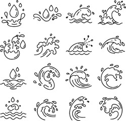Obraz premium illustration of a collection of water splash line icons