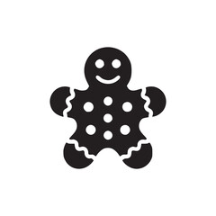 Illustration of a gingerbread man, the simple, minimalist design features a dark silhouette against a clean backdrop, perfect for conveying holiday cheer and festive spirit