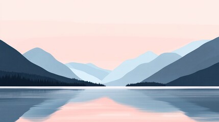 Calm mountain lake landscape