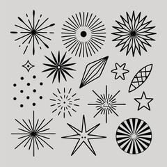 Obraz premium Starburst and Sunburst Collection Vintage Starburst Set 