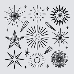 Obraz premium Starburst and Sunburst Collection Vintage Starburst Set 