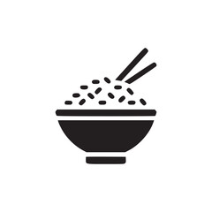 Vector art of minimalist rice bowl icon a simple and clean design of a rice bowl with chopsticks, perfect for foodrelated projects, restaurant menus, or culinary illustrations
