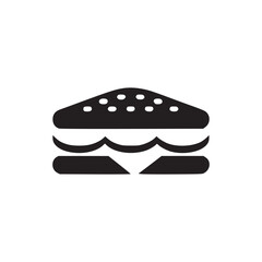 Vector art of minimalist burger icon simple vector illustration of a hamburger with cheese and sesame seeds on a bun, perfect for fast food menus, restaurant logos, or foodrelated designs