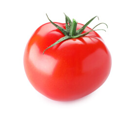 One ripe red tomato isolated on white
