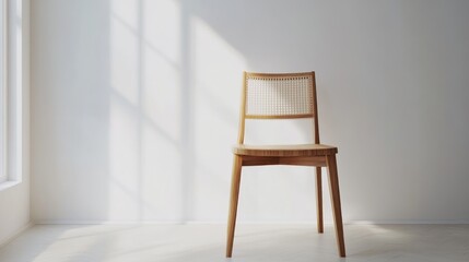 Single wooden chair daylight
