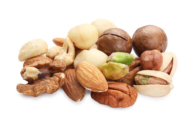 Mix of different nuts isolated on white