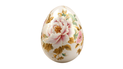 Colorful decorative Easter egg with intricate painted patterns and festive spring holiday ornament style isolated on white background