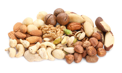 Mix of different nuts isolated on white