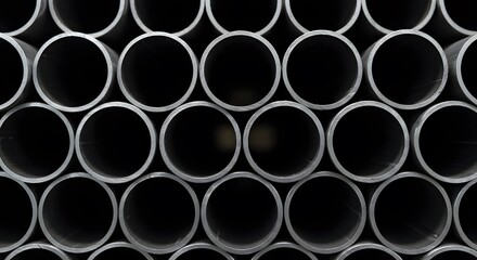 Stack of Industrial PVC Pipes: Construction and Plumbing Materials