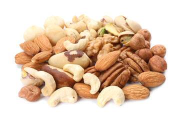 Mix of different nuts isolated on white