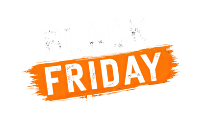 Bold Black Friday text banner with promotional lettering and festive holiday sale message for retail advertising isolated on white background