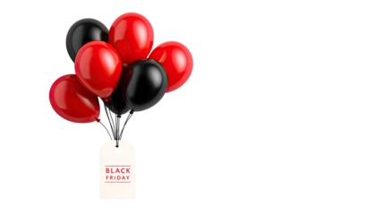 Modern black Friday sale promotional tag with discount price label and festive shopping theme elements isolated on white background