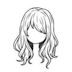 Elegant shoulder-length wavy hairstyle with outlined drawing showing flow and bounce to illustrate