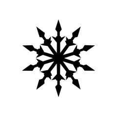 Obraz premium Stylized black snowflake on transparent background silhouette