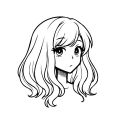 Expressive anime girl with wavy hair and thoughtful gaze displays the captivating beauty of