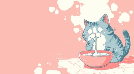 A Beautiful illustration cat on the illustration background 