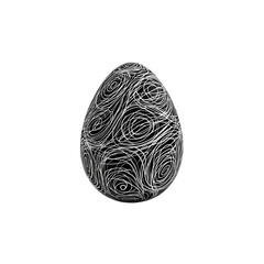 Obraz premium Abstract futuristic egg shape with swirling white lines on dark backdrop isolated on transparent background