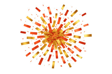 Festive celebration confetti exploding golden red fragments